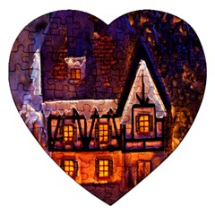 House In Winter Decoration Jigsaw Puzzle (heart) by Nexatart