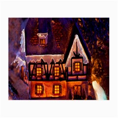 House In Winter Decoration Small Glasses Cloth by Nexatart