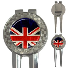 Flag Of Britain Grunge Union Jack Flag Background 3-in-1 Golf Divots by Nexatart