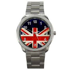 Flag Of Britain Grunge Union Jack Flag Background Sport Metal Watch by Nexatart