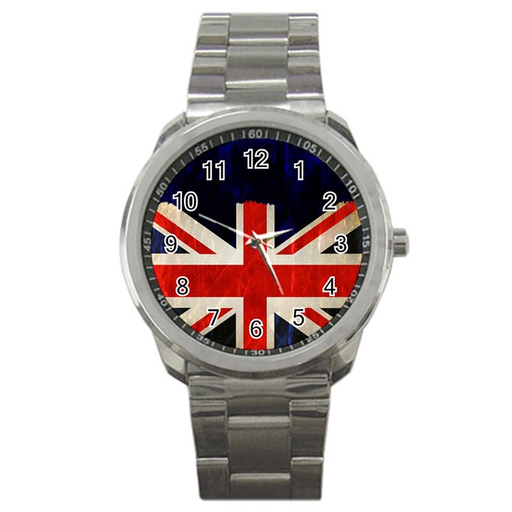 Flag Of Britain Grunge Union Jack Flag Background Sport Metal Watch