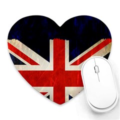 Flag Of Britain Grunge Union Jack Flag Background Heart Mousepads by Nexatart