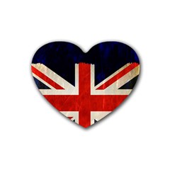 Flag Of Britain Grunge Union Jack Flag Background Heart Coaster (4 Pack)  by Nexatart