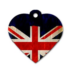 Flag Of Britain Grunge Union Jack Flag Background Dog Tag Heart (two Sides) by Nexatart