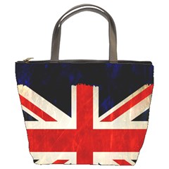 Flag Of Britain Grunge Union Jack Flag Background Bucket Bags by Nexatart