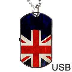 Flag Of Britain Grunge Union Jack Flag Background Dog Tag Usb Flash (one Side) by Nexatart