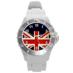 Flag Of Britain Grunge Union Jack Flag Background Round Plastic Sport Watch (l) by Nexatart