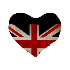 Flag Of Britain Grunge Union Jack Flag Background Standard 16  Premium Heart Shape Cushions by Nexatart