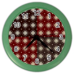 Decorative Pattern With Flowers Digital Computer Graphic Color Wall Clocks by Nexatart