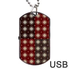 Decorative Pattern With Flowers Digital Computer Graphic Dog Tag Usb Flash (two Sides) by Nexatart