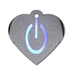 Close Up Of A Power Button Dog Tag Heart (One Side)