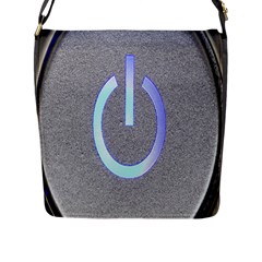 Close Up Of A Power Button Flap Messenger Bag (L) 