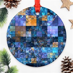 Blue Squares Abstract Background Of Blue And Purple Squares Ornament (round) by Nexatart