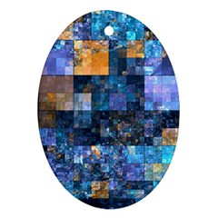 Blue Squares Abstract Background Of Blue And Purple Squares Ornament (oval) by Nexatart