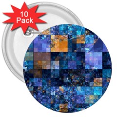 Blue Squares Abstract Background Of Blue And Purple Squares 3  Buttons (10 Pack)  by Nexatart