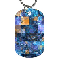 Blue Squares Abstract Background Of Blue And Purple Squares Dog Tag (one Side) by Nexatart