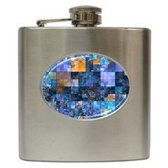 Blue Squares Abstract Background Of Blue And Purple Squares Hip Flask (6 Oz) by Nexatart