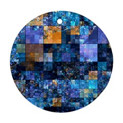 Blue Squares Abstract Background Of Blue And Purple Squares Round Ornament (two Sides) by Nexatart