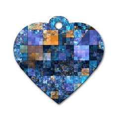 Blue Squares Abstract Background Of Blue And Purple Squares Dog Tag Heart (two Sides) by Nexatart