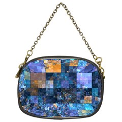 Blue Squares Abstract Background Of Blue And Purple Squares Chain Purses (one Side)  by Nexatart