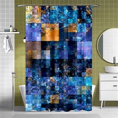 Blue Squares Abstract Background Of Blue And Purple Squares Shower Curtain 48  X 72  (small)  by Nexatart