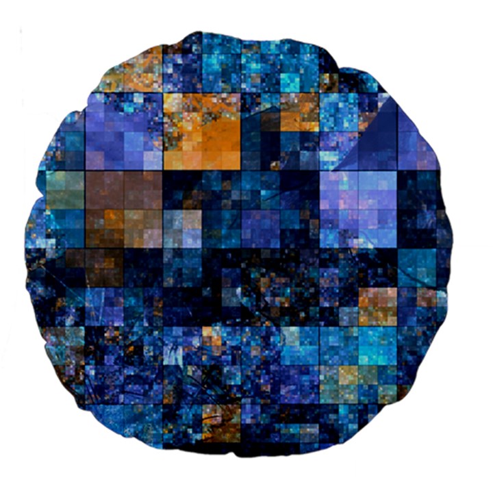 Blue Squares Abstract Background Of Blue And Purple Squares Large 18  Premium Round Cushions