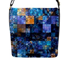 Blue Squares Abstract Background Of Blue And Purple Squares Flap Messenger Bag (l)  by Nexatart