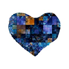 Blue Squares Abstract Background Of Blue And Purple Squares Standard 16  Premium Flano Heart Shape Cushions by Nexatart