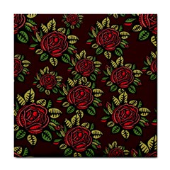 A Red Rose Tiling Pattern Tile Coasters by Nexatart