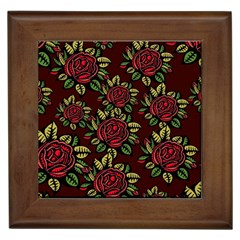 A Red Rose Tiling Pattern Framed Tiles by Nexatart