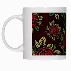 A Red Rose Tiling Pattern White Mugs by Nexatart