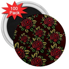 A Red Rose Tiling Pattern 3  Magnets (100 Pack) by Nexatart