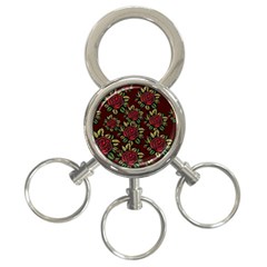 A Red Rose Tiling Pattern 3-ring Key Chains by Nexatart