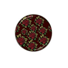 A Red Rose Tiling Pattern Hat Clip Ball Marker (4 Pack) by Nexatart