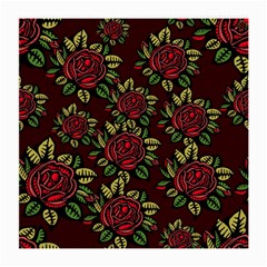 A Red Rose Tiling Pattern Medium Glasses Cloth (2-side) by Nexatart