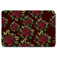 A Red Rose Tiling Pattern Large Doormat  by Nexatart