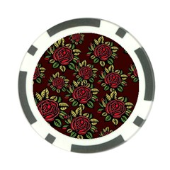 A Red Rose Tiling Pattern Poker Chip Card Guard by Nexatart