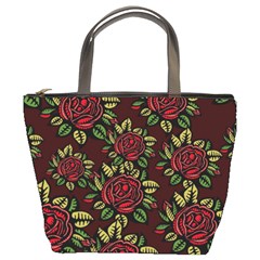 A Red Rose Tiling Pattern Bucket Bags by Nexatart