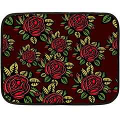 A Red Rose Tiling Pattern Fleece Blanket (mini) by Nexatart