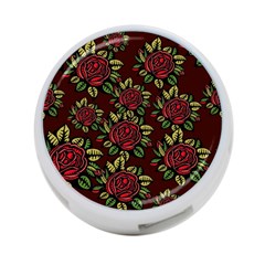 A Red Rose Tiling Pattern 4-port Usb Hub (two Sides)  by Nexatart