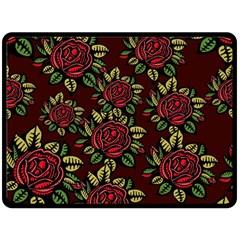 A Red Rose Tiling Pattern Fleece Blanket (large)  by Nexatart