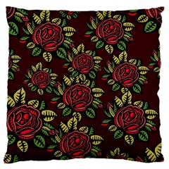 A Red Rose Tiling Pattern Large Cushion Case (one Side) by Nexatart