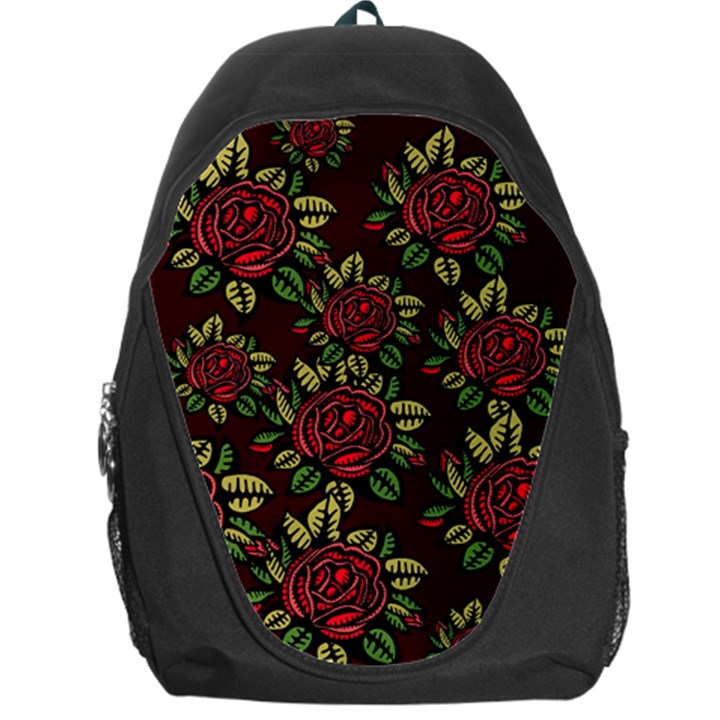 A Red Rose Tiling Pattern Backpack Bag