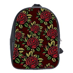 A Red Rose Tiling Pattern School Bags (xl)  by Nexatart