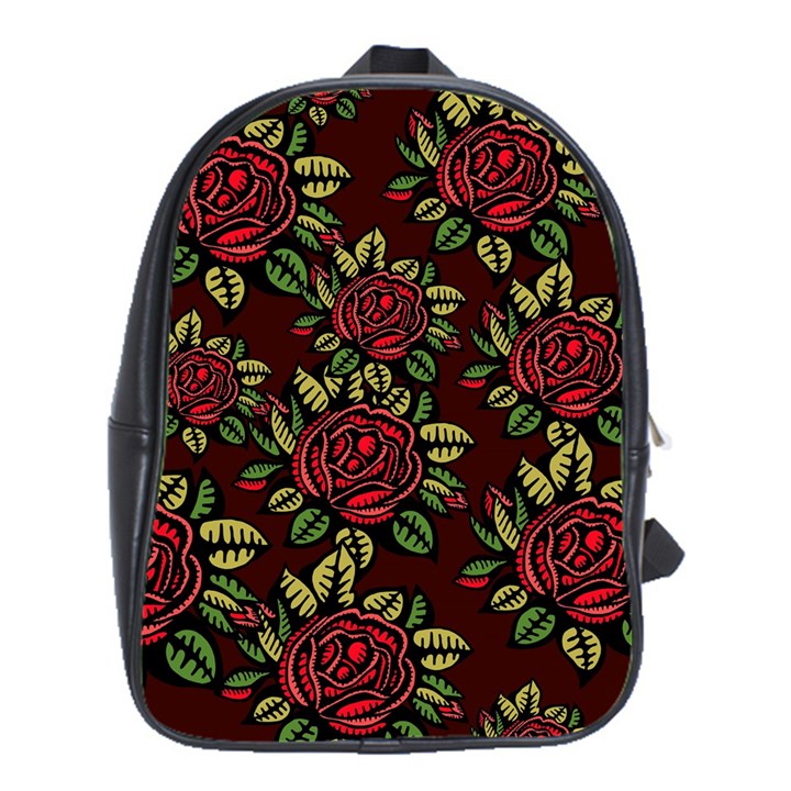 A Red Rose Tiling Pattern School Bags (XL) 