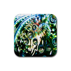 Dark Abstract Bubbles Rubber Coaster (square)  by Nexatart