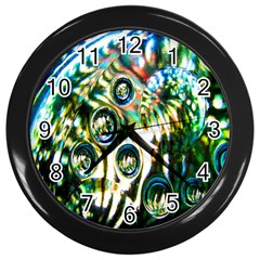 Dark Abstract Bubbles Wall Clocks (black) by Nexatart