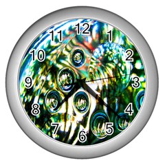 Dark Abstract Bubbles Wall Clocks (silver)  by Nexatart