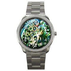 Dark Abstract Bubbles Sport Metal Watch by Nexatart