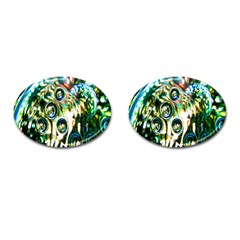 Dark Abstract Bubbles Cufflinks (oval) by Nexatart